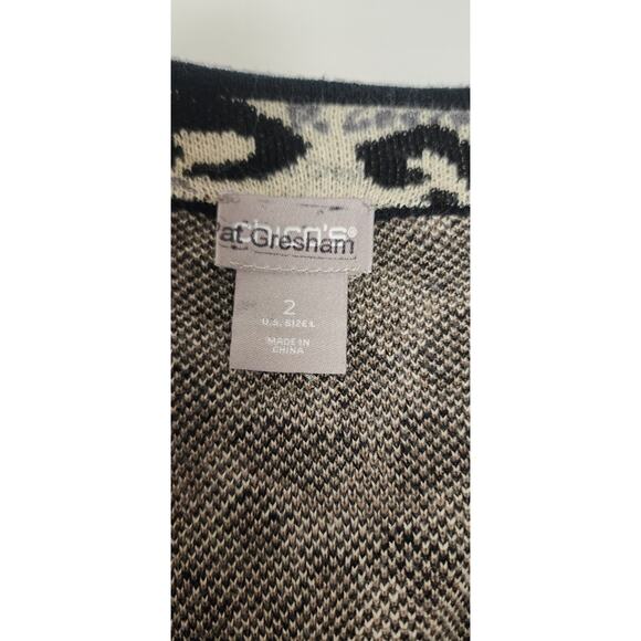 Chico's Women's Animal Print Convertible Brown Cardigan Sweater Size 2 US-L - Picture 9 of 10